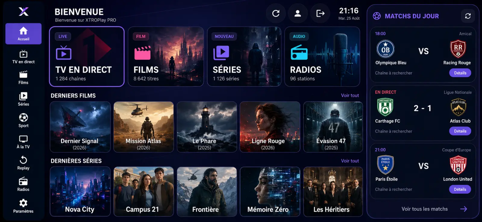 Home de l’application Android personnalisée